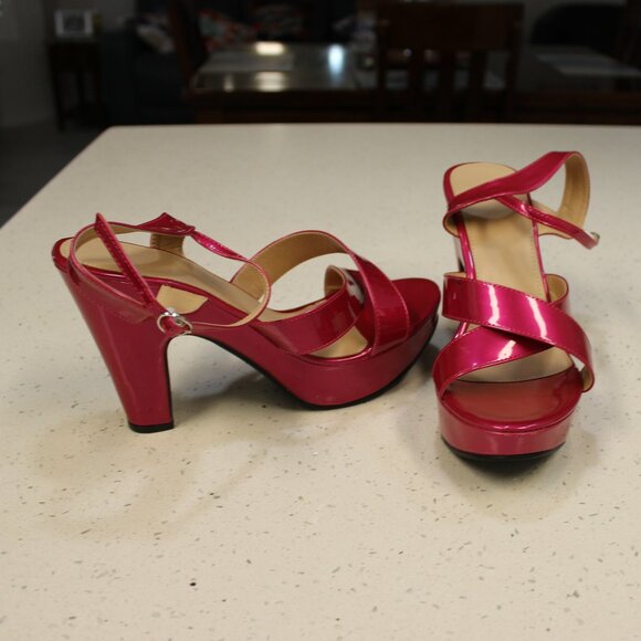 Pink Block Heel Strappy Sandals Size 10.5/42 - Picture 7 of 11